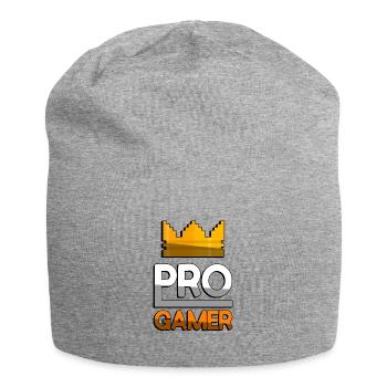 PRO GAMER (Orange) + King Crown - Gaming - Jersey-Beanie - Grau meliert - Vorne