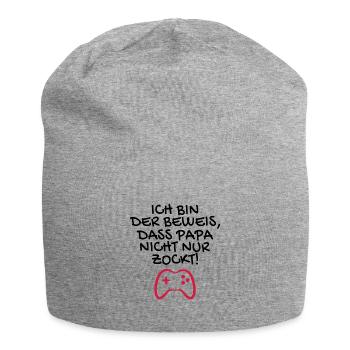Ich bin der Beweis dass Papa nicht nur zockt - Jersey-Beanie - Grau meliert - Vorne