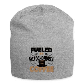 Fueled By Mitochondria And Coffee - Kaffee - Jersey Beanie - heather grey - Front