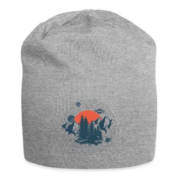 Graphique Planètes et montagnes - Bonnet en jersey - gris chiné - Devant