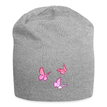 rosa schmetterlinge schmetterling rosa muster - Jersey-Beanie - Grau meliert - Vorne