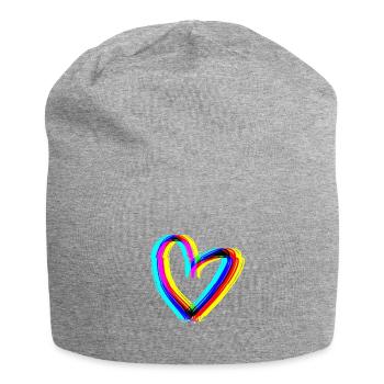 effet cœur 3D symbole amour - Bonnet en jersey - gris chiné - Devant