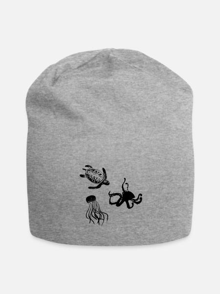 tiere meerestiere unterwasser natur muster - Jersey-Beanie - Grau meliert