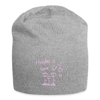 maybe I love you flowers - Jersey Beanie - heather grey - Front