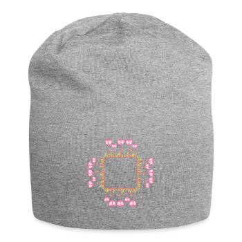cadre carré fleurs carré naturel - Bonnet en jersey - gris chiné - Devant