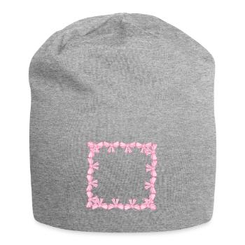 rahmen quadrat viereck schleifen rosa - Jersey-Beanie - Grau meliert - Vorne