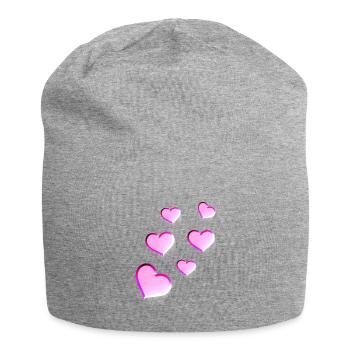 Pink Heart Pattern Heart Pink Love - Jersey Beanie - heather grey - Front