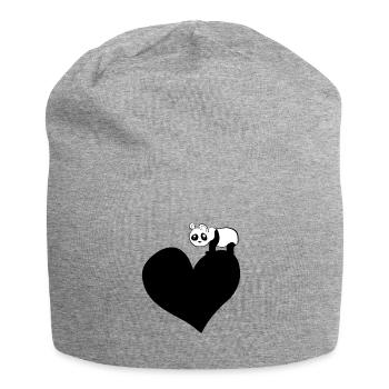 panda coeur animal amour ours - Bonnet en jersey - gris chiné - Devant