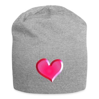 Pink Heart Symbol Glitter Pink - Jersey Beanie - heather grey - Front
