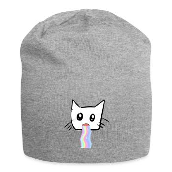 Katze Regenbogen Kotze Tier Süß - Jersey-Beanie - Grau meliert - Vorne