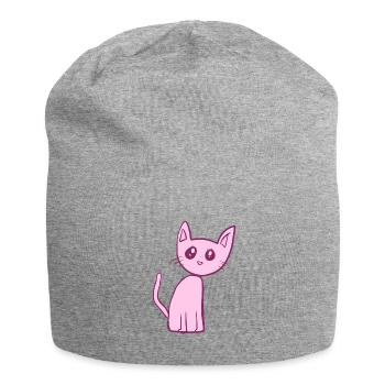 Chat rose animal animal mignon - Bonnet en jersey - gris chiné - Devant