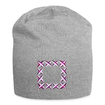 pink square square crosses - Jersey Beanie - heather grey - Front
