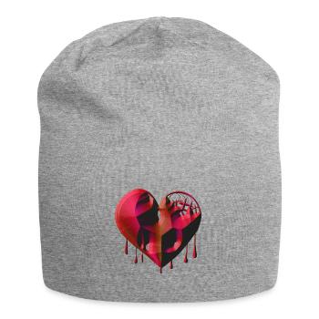 heart symbol red scars - Jersey Beanie - heather grey - Front