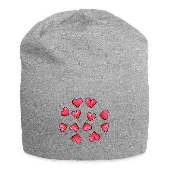 hearts pattern pink heart pink - Jersey Beanie - heather grey - Front