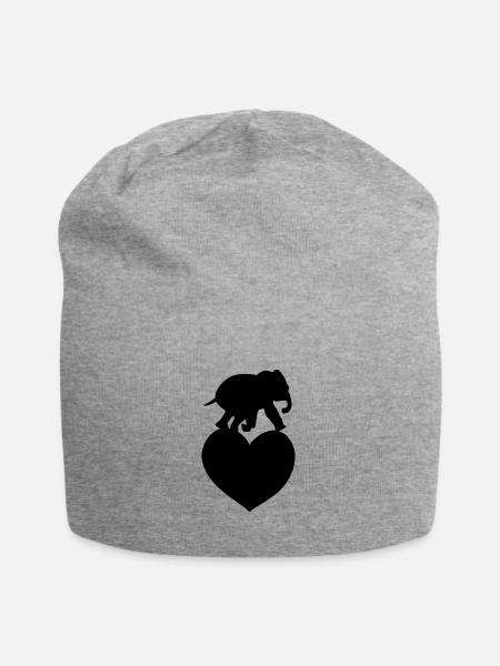 Tierliebe Herz Elefant - Jersey-Beanie - Grau meliert