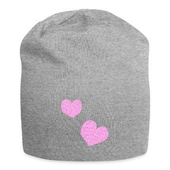 zwei rosa herzen glitzer herz - Jersey-Beanie - Grau meliert - Vorne