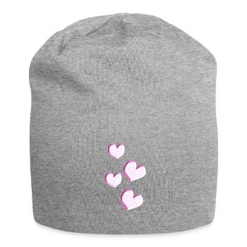 four hearts glitter - Jersey Beanie - heather grey - Front
