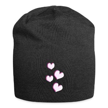 vier herzen glitzer glanz - Jersey-Beanie - Anthrazit - Vorne