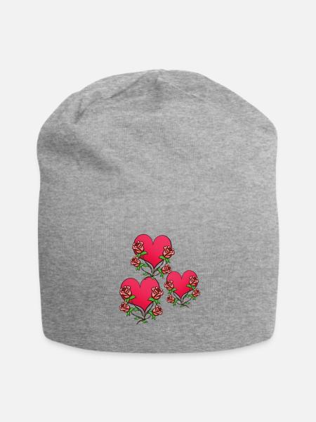 Trois cœurs Symbole de forme de cœur de fleur - Bonnet en jersey - gris chiné