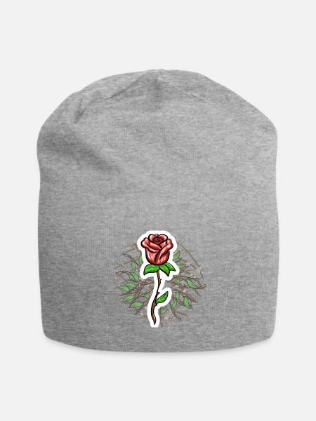 Crosses Pattern Cross Rose Plant Symbol - Jersey Beanie - heather grey