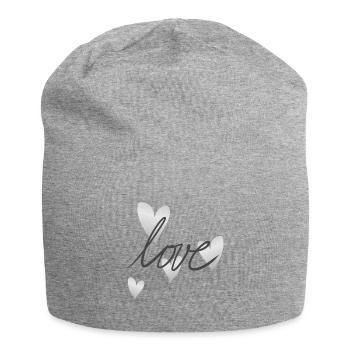 herz grau symbol liebe form - Jersey-Beanie - Grau meliert - Vorne