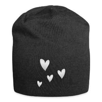 herzen grau glitzer symbol liebe form - Jersey-Beanie - Anthrazit - Vorne