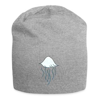 Symbole méduse animal marin bleu - Bonnet en jersey - gris chiné - Devant