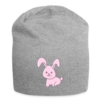 Symbole animal lapin rose doux - Bonnet en jersey - gris chiné - Devant