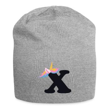 Unicorn Letter Rainbow Style "X" | be unique - Jersey Beanie - heather grey - Front