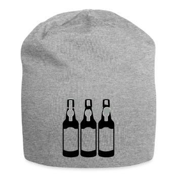 3 Bierflaschen / 3 beer bottles (c, 3c) - Jersey-Beanie - Grau meliert - Vorne