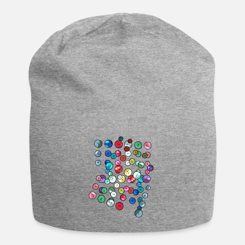 Knöpfe Comicstyle Runde Kreise minimal Kinder bunt - Jersey-Beanie - Grau meliert