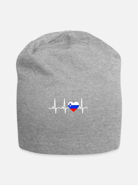 I LOVE ekg heartbeat SLOWENIEN Slovenia - Jersey-Beanie - Grau meliert