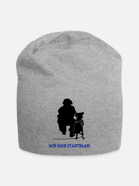 Hund am Ansatz - Jersey-Beanie - Grau meliert