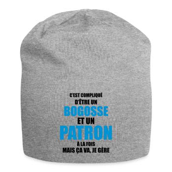 compliqué d'être un bogosse et un patron - Bonnet en jersey - gris chiné - Devant