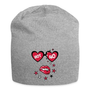 Kussmund HOT 40. Geburtstag Sexy Sonnenbrille - Jersey-Beanie - Grau meliert - Vorne