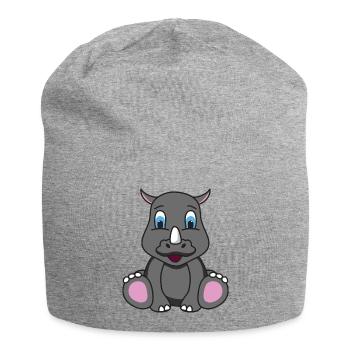 Nashorn Rhinozeros - Jersey-Beanie - Grau meliert - Vorne