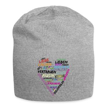 Herz Text - Jersey-Beanie - Grau meliert - Vorne