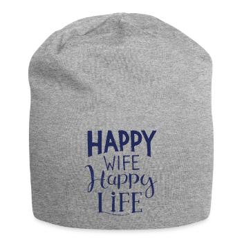 Happy Wife happy life saying wife - Jersey Beanie - heather grey - Front