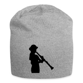 musique clarinette instrument - Bonnet en jersey - gris chiné - Devant