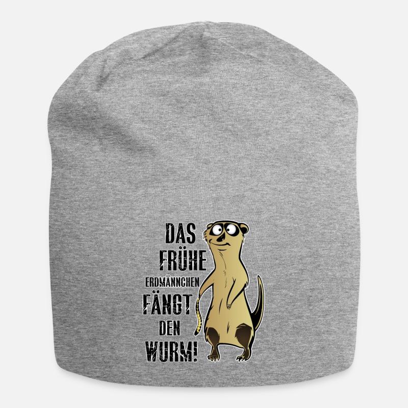 DAS FRÜHE ERDMÄNNCHEN FÄNGT DEN WURM! - Jersey-Beanie - Grau meliert