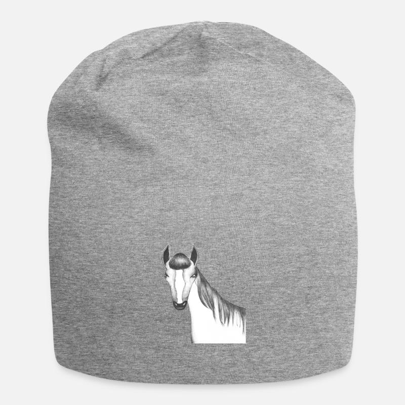 Pferdekopf - Jersey-Beanie - Grau meliert