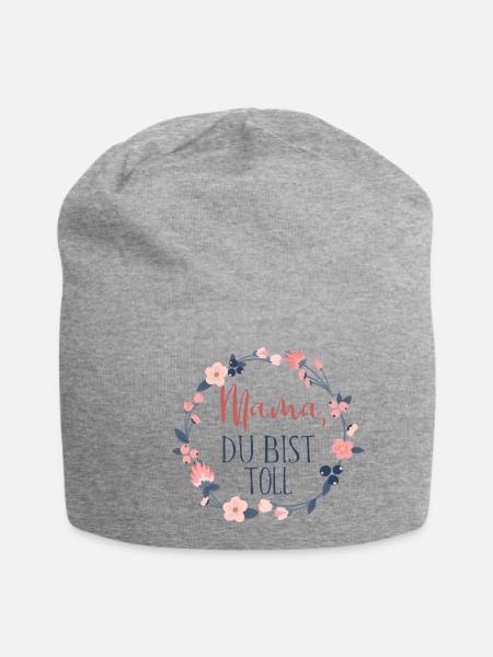 Mama - du bist toll, Muttertag - Jersey-Beanie - Grau meliert