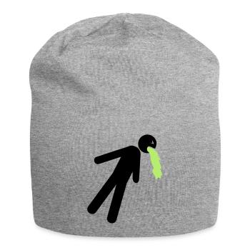 funny puking vomit nausea hangover alcohol - Jersey Beanie - heather grey - Front