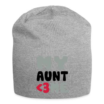 My aunt loves me - Ma tante m'aime - Bonnet en jersey - gris chiné - Devant