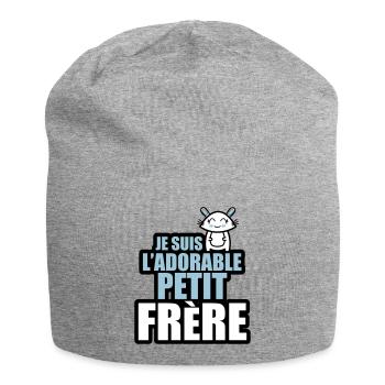 je suis l'adorable petit frère - Bonnet en jersey - gris chiné - Devant