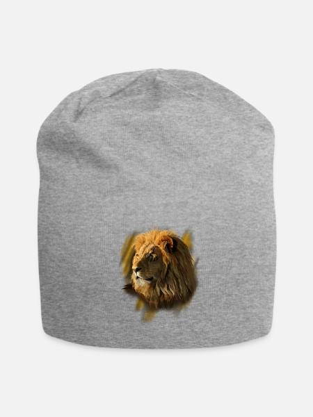 Löwe - Jersey-Beanie - Grau meliert