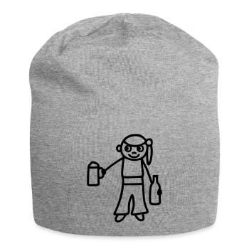 Strichmännchen Bier - Jersey-Beanie - Grau meliert - Vorne