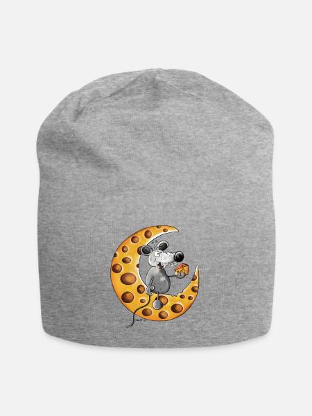 Maus liebt Käse - Jersey-Beanie - Grau meliert
