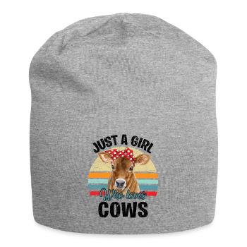 Just A Girl Who Loves Cows - Jersey Beanie - heather grey - Front