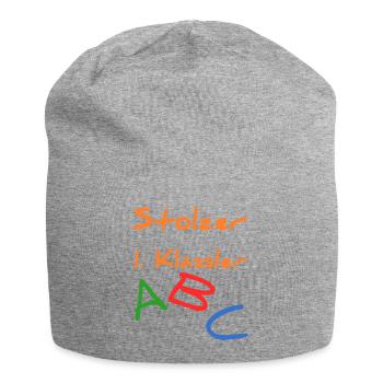 Einschulung Schulanfang 1. Klasse Geschenk - Jersey-Beanie - Grau meliert - Vorne